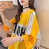 大好評 切り替え ストライプ柄 プリント ロング Tシャツ 三色 ゆったりワンピース ＜U-4012＞