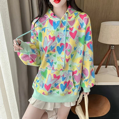 オシャレ度満点 プリント 一目惚れ 長袖 スウェット パーカー トップス＜U-2351＞