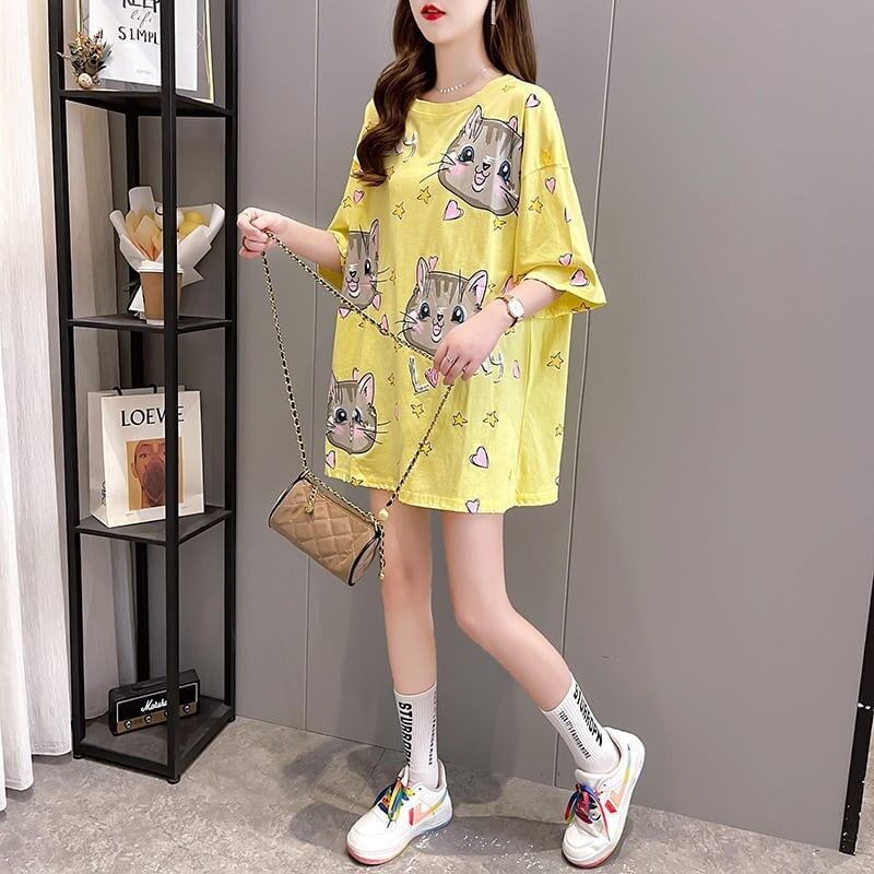 オシャレ度満点 切り替え 一目惚れ プリント Tシャツ カットソー＜U-3482＞