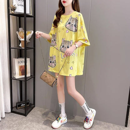 オシャレ度満点 切り替え 一目惚れ プリント Tシャツ カットソー＜U-3482＞