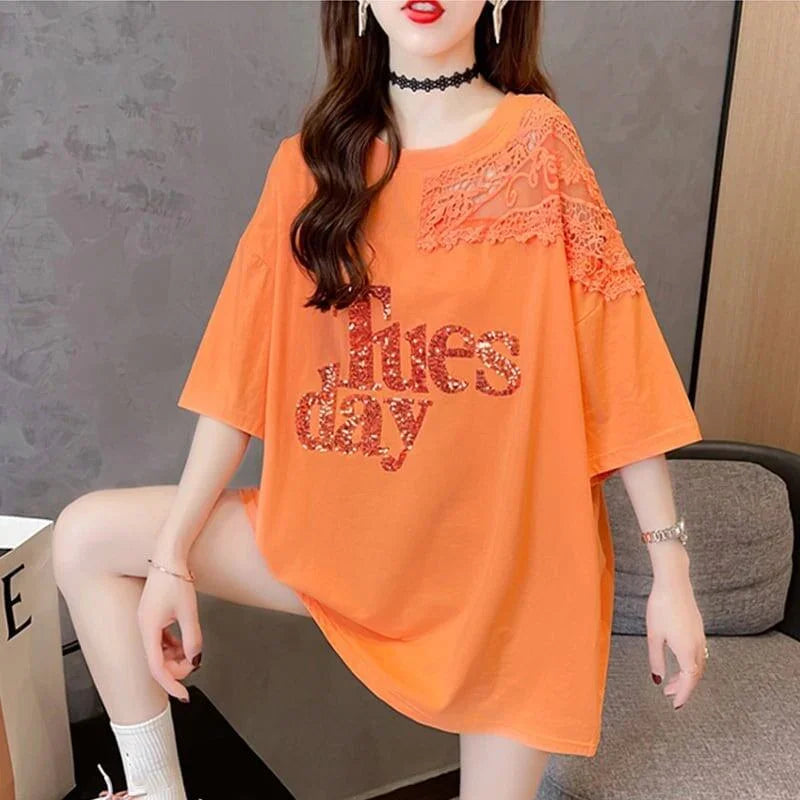清純甘くて女子力UP ラウンドネック 一目惚れ 3色選択可 Tシャツ カットソー＜U-2950＞