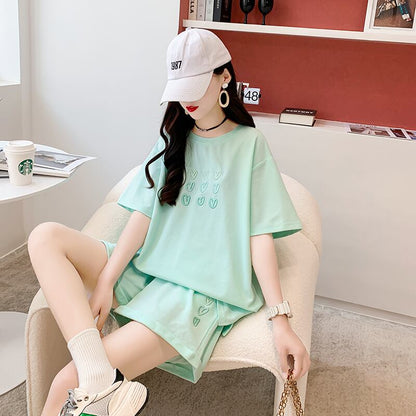 売り切れ必至 カジュアル 上質 ルーズ 半袖Ｔシャツⅹパンツセット全3色 <U-8234>