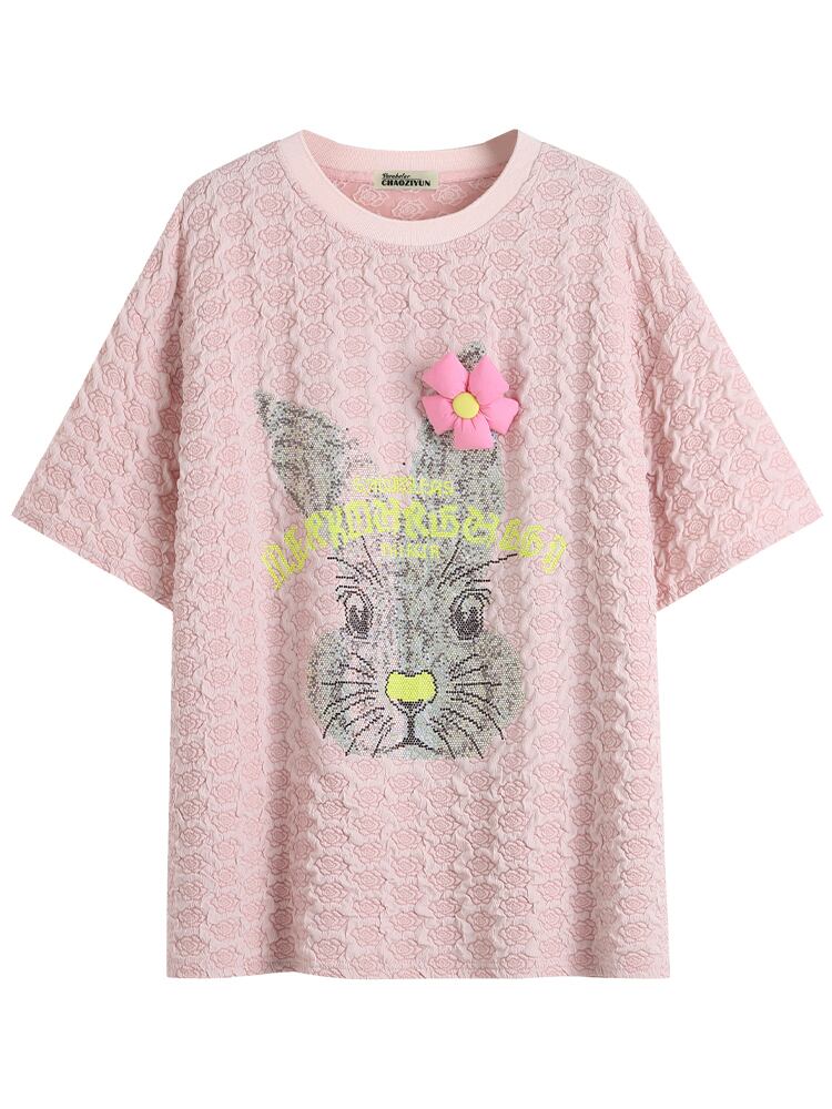 話題沸騰中 キュート カジュアル ホットダイヤモンド 半袖Tシャツ＜U-8626＞