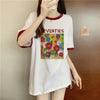 着?せ 配色 プリント ロング Tシャツ 四色 ゆったり半袖 ＜U-3019＞