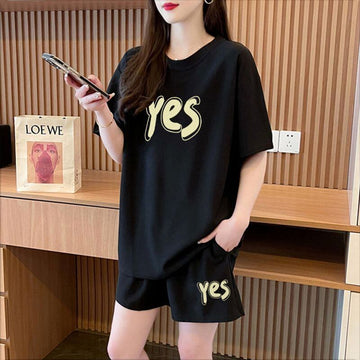 主役級 カジュアル シンプル 半袖Ｔシャツⅹパンツセット全2色<U-11662>