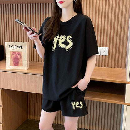 主役級 カジュアル シンプル 半袖Ｔシャツⅹパンツセット全2色<U-11662>