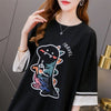 合わせやすい アルファベット ラウンドネック プリントTシャツ ゆったり ワンピース＜U-3992＞