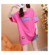 質感のいい アルファベット 熊柄 ドロップショルダー オーバーサイズ Tシャツ ＜U-2878＞