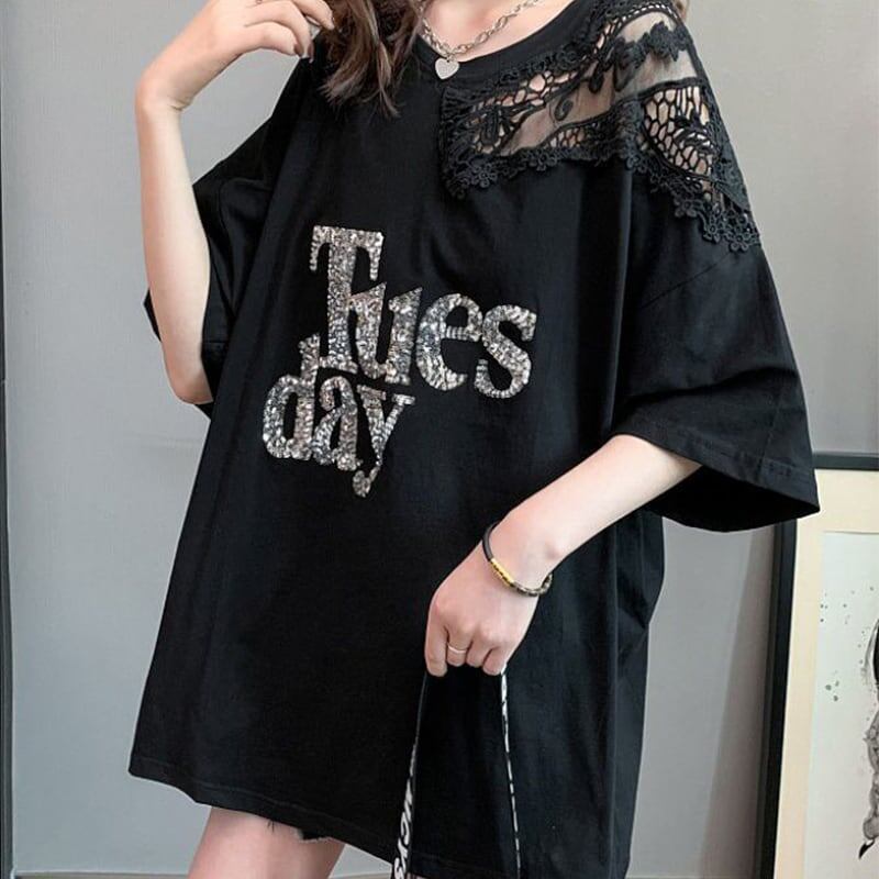 ゆったり感アップ プリント ファッション Tシャツ カットソー＜U-3306＞