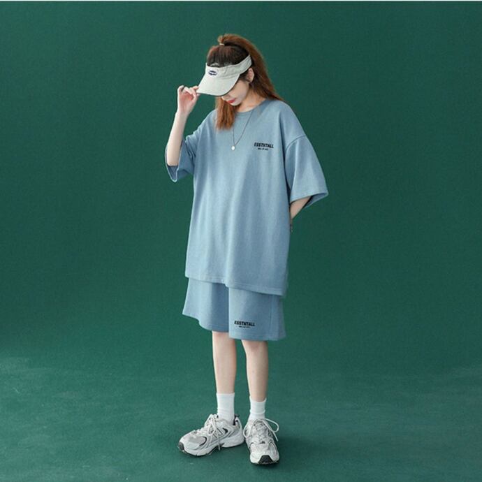 【半額セール】早い者勝ち  男女兼用 半袖Ｔシャツⅹパンツセット全4色<U-6549>