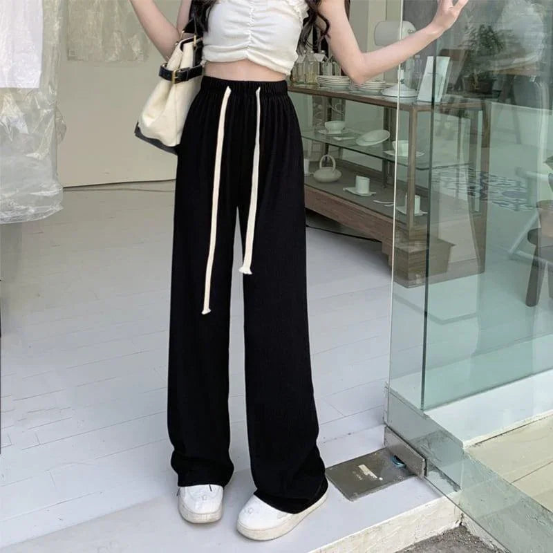 ルーズ 引き紐 ファッション ワイドパンツ ボトムス＜U-3032＞