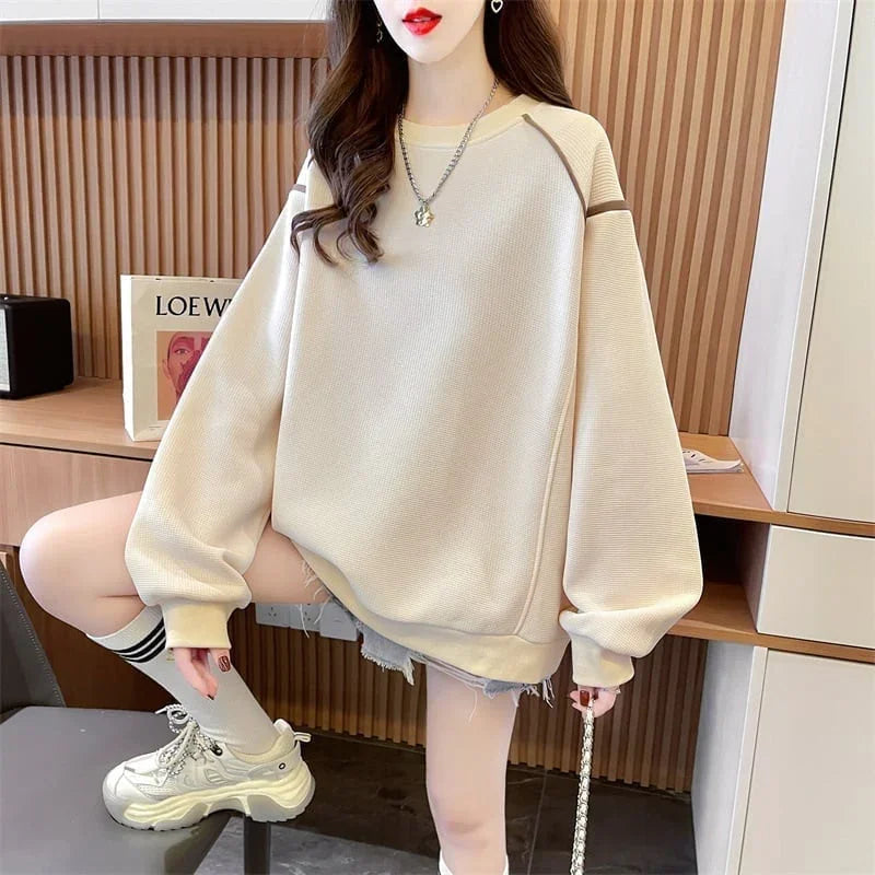 定番シンプル  ワッフル スウェット三色ありトップス＜U-4152＞