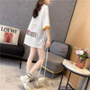韓国風漫画刺繍ワッペン半袖Tシャツ<U-2991>