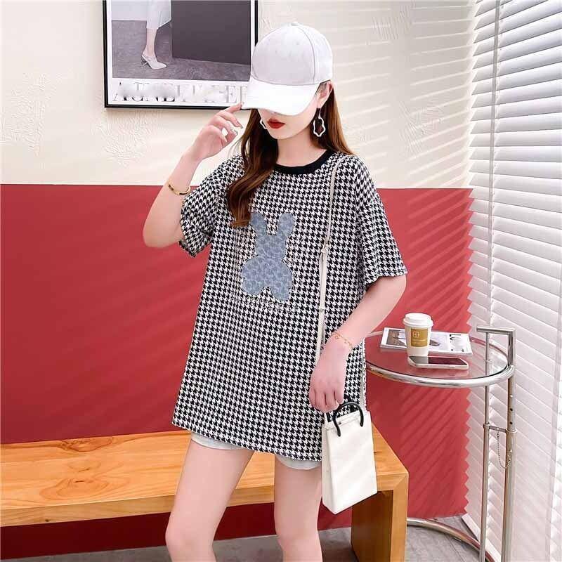 カジュアル 千鳥格子 オシャレ度満点 Tシャツ カットソー＜U-3076＞