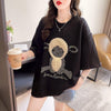 高級立体ハンドビーズコットン半袖Tシャツ<U-2998>