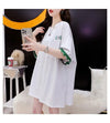 アルファベット プリント ドロップショルダー ロングTシャツ ゆったり＜U-2888＞