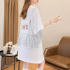 おすすめ アルファベット スパンコール プリントTシャツ ゆったりワンピース＜U-2993＞