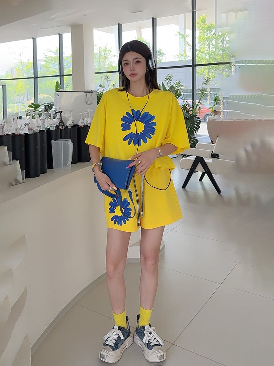 好感度UP カジュアル 真夏も快適 半袖 Tシャツ ショートパンツ セットアップ ＜U-11374＞