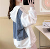 【新作デザイン感】切り替え 3色選択可 レイヤード風 パーカー＜U-4939＞