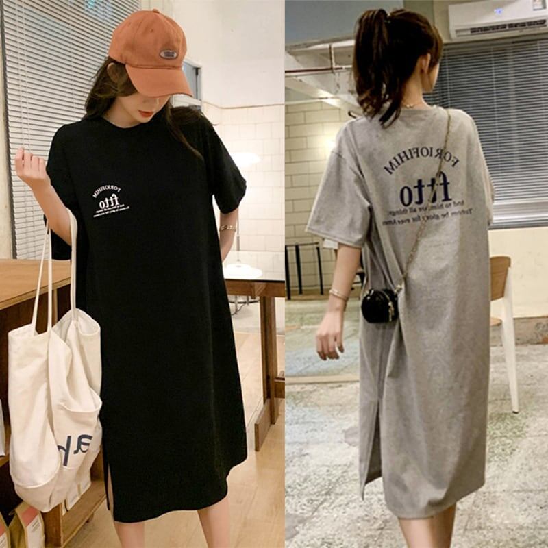 美人度アップ プリント チャーミング Tシャツ カットソー ワンピース＜U-3602＞