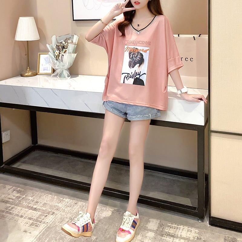 着心地抜群 3色選択可 女性力を高める Vネック Tシャツ カットソー＜U-3094＞