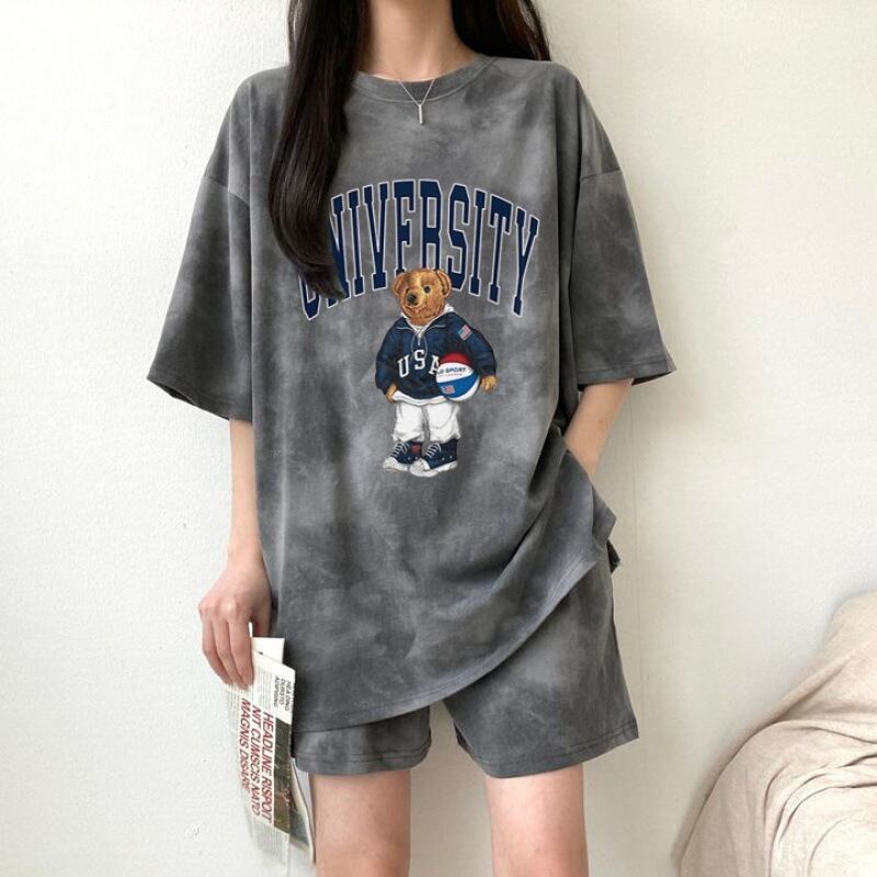 夏に嬉しい機能付き 全5色 軽くて涼しくて可愛い！ 半袖 Tシャツ ショートパンツ セットアップ ＜U-9269＞