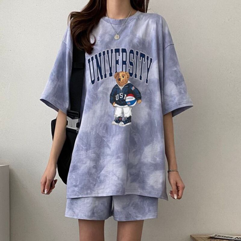 夏に嬉しい機能付き 全5色 軽くて涼しくて可愛い！ 半袖 Tシャツ ショートパンツ セットアップ ＜U-9269＞