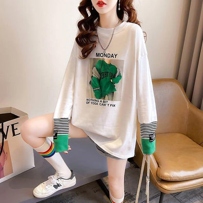 女性力を高める ラウンドネック 着心地抜群 プリント Tシャツ カットソー＜U-2865＞