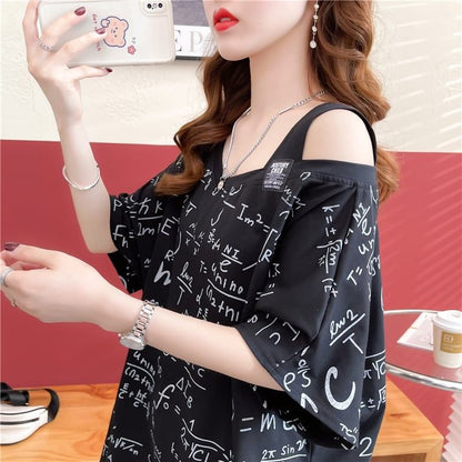 着心地抜群 切り替え 女性力を高める プリント Tシャツ カットソー＜U-3572＞