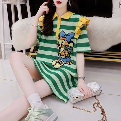 個性的なデザイン プリント オシャレ度満点 Tシャツ カットソー ワンピース＜U-3514＞