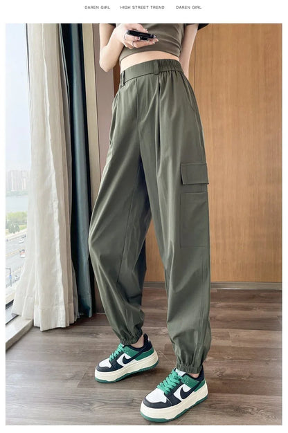 アメリカンレトロなオーバーオールハイウエストスポーツパンツ<S  -5106>