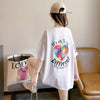 デザイン感 切り替え チャーミング プリント Tシャツ カットソー＜U-3409＞