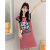 好感度100％ プリント 可愛い猫柄 ロング Tシャツ ゆったり半袖 ＜U-2867＞