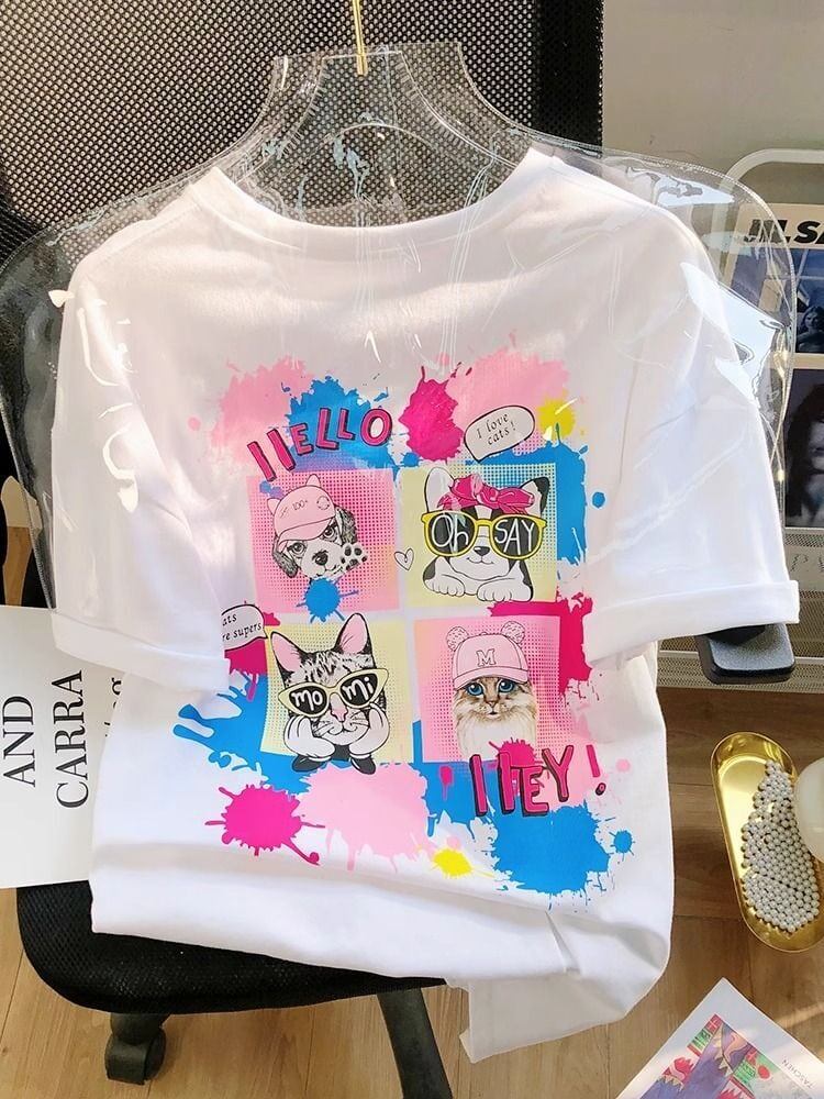 絶対欲しい ゆったり 個性派 半袖Tシャツ ホワイト ＜U-4954＞