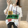 オシャレ度満点 切り替え カジュアル プリント Tシャツ カットソー＜U-3491＞