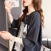 美人度アップ 切り替え ファッション プリント Tシャツ カットソー＜U-3399＞