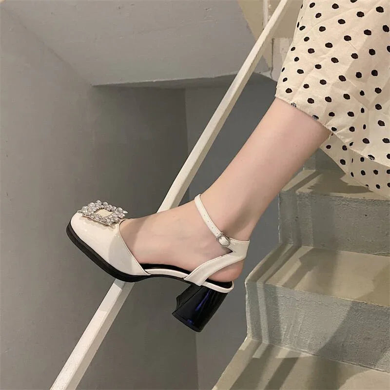 清純甘くて女子力UP スクエアトゥ 好感度満載 シューズ＜U-3025＞