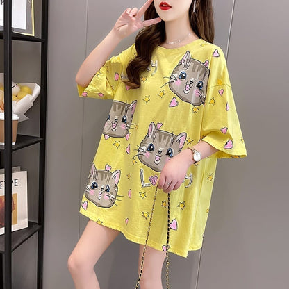 オシャレ度満点 切り替え 一目惚れ プリント Tシャツ カットソー＜U-3482＞