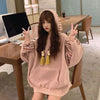 【裏起毛】 ピンク 女子マスト厚手ボアパーカ ゆったりトップス＜U-4755＞
