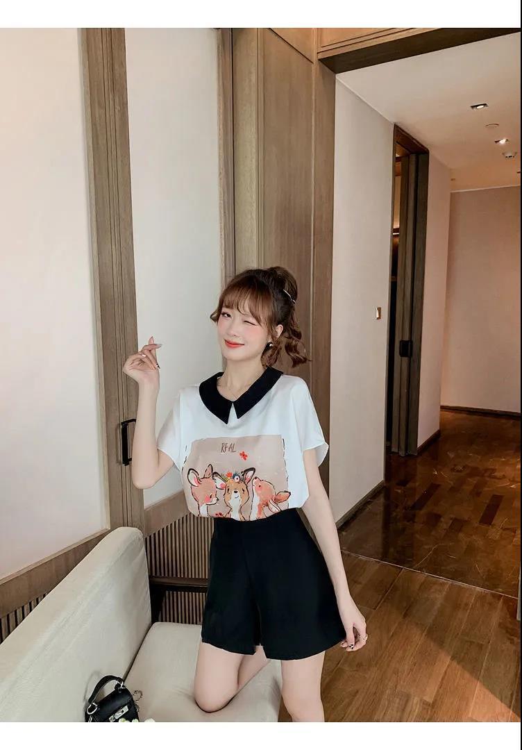 美人度アップ シフォン スウィート 半袖 Tシャツ ショートパンツ セットアップ ＜U-9234＞