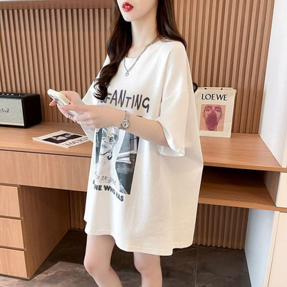 質感のいい 半袖 ラウンドネック Tシャツ ワンピース ＜U-8638＞