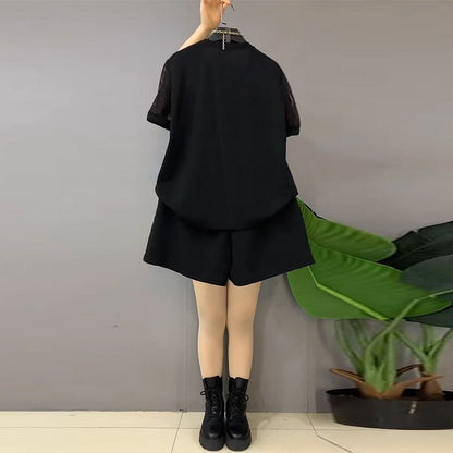 好感度UP ホットダイヤモンド カジュアル 半袖 Tシャツ ショートパンツ セットアップ ＜U-9000＞