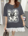 今季マストバイ プリントゆったり 切り替え 半袖Tシャツ 全4色＜U-8256＞