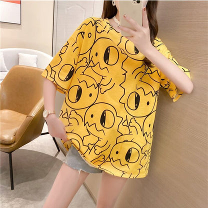 カジュアル 切り替え ファッション プリント Tシャツ カットソー＜U-3484＞