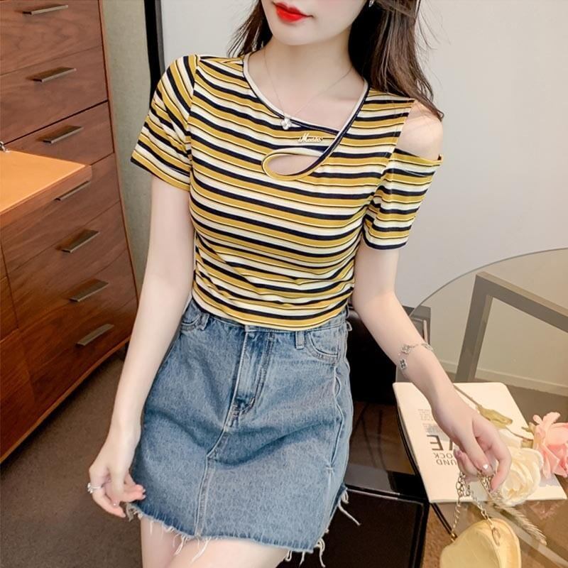 カジュアル 切り替え オシャレ度満点 プリント Tシャツ カットソー＜U-3565＞