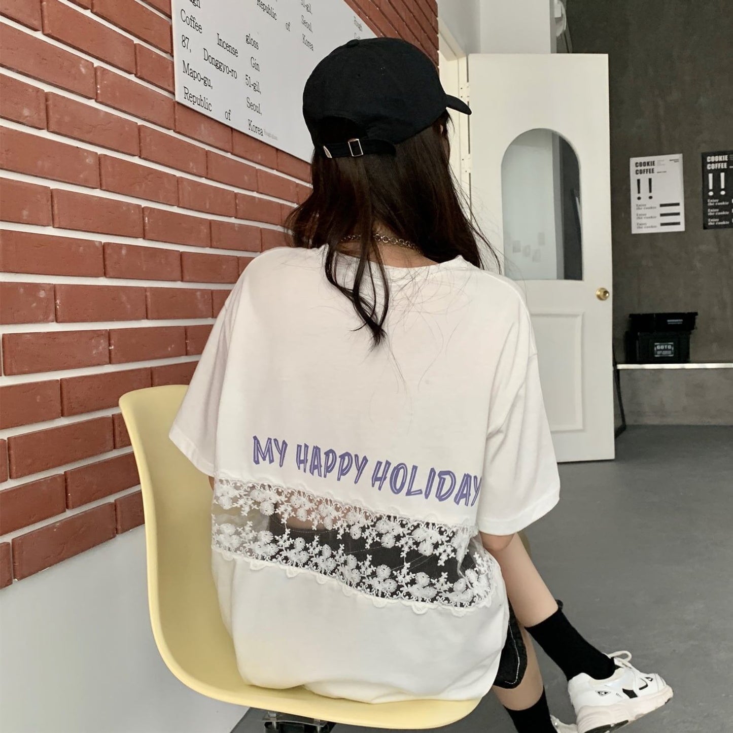 デザイン感 切り替え チャーミング プリント Tシャツ カットソー＜U-3538＞