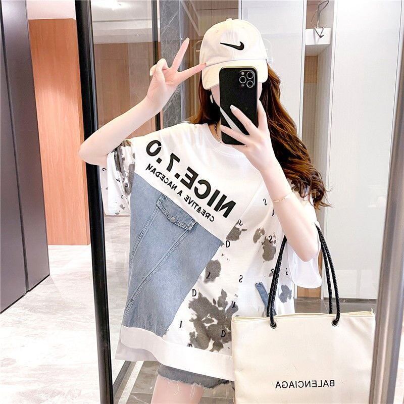 話題沸騰中 切り替え 個性派 デザイン性のある半袖Tシャツ<U-8086>