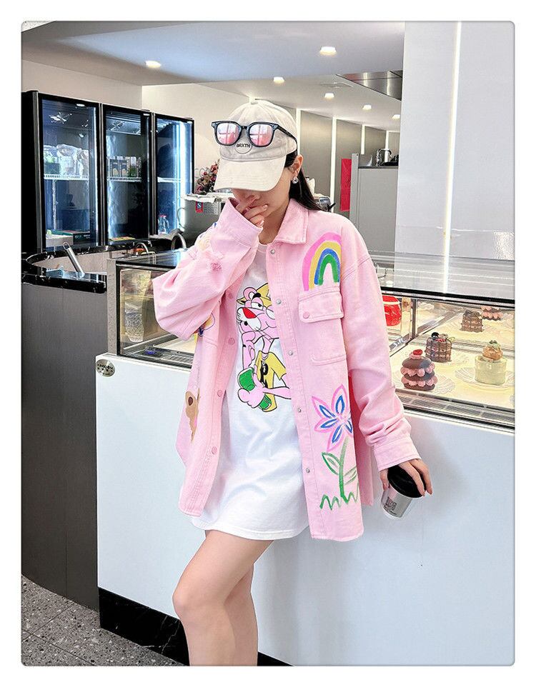売り切れ必至 韓国風ファッション 上質 アバンギャルド プリント デニム Tシャツ ＜U-9479＞