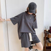 定番シンプル ?感?佳 夏に嬉しい機能付き カジュアル 全4色 半袖トップスⅹショートパンツセット<U-9079>