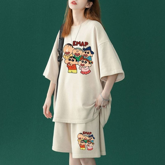 【半額セール】話題沸騰中  韓国系 半袖Ｔシャツⅹパンツセット全4色<U-8063>